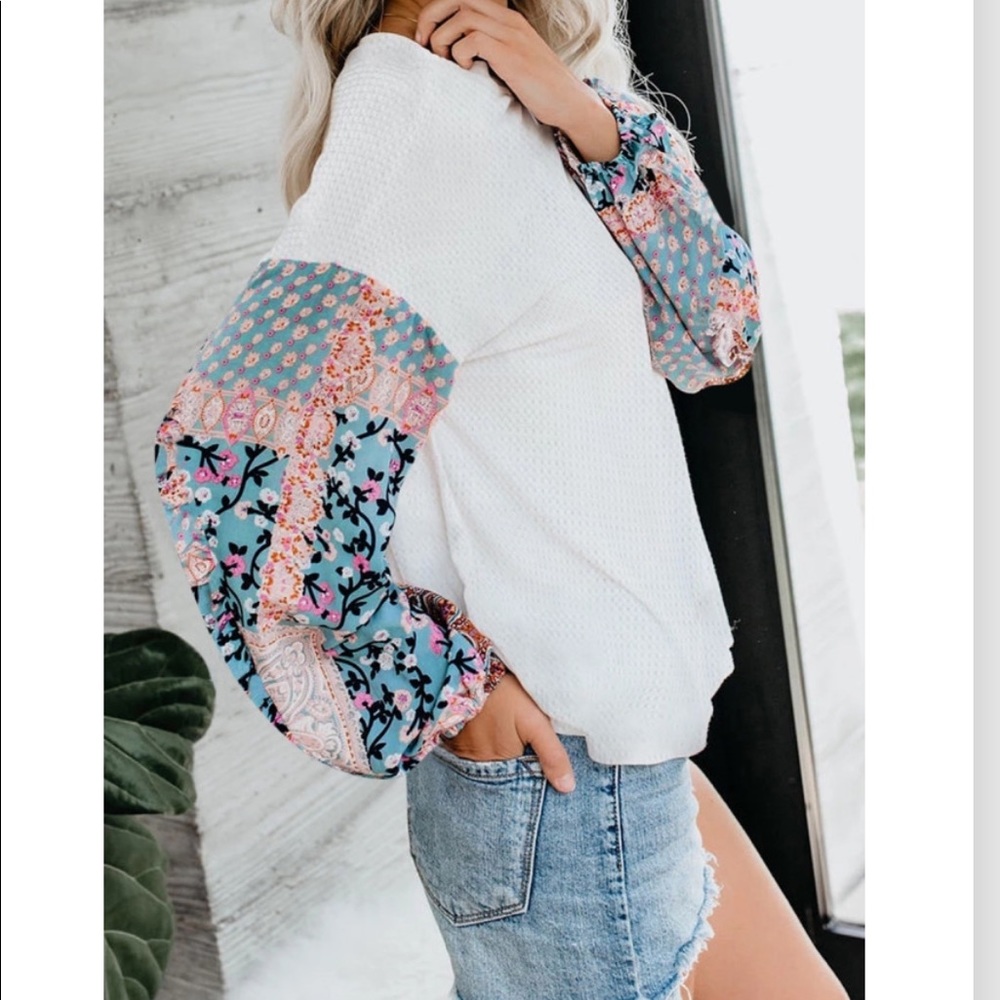 🔥BOHO BLOSSOM🔥Contrast Swiss Dot Knit Top S/M/L/XL NWT - Picture 3 of 8